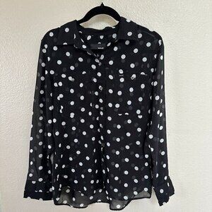 Hurley Black and White Polka Dot Womens‎ Long Sleeve Blouse Size Large